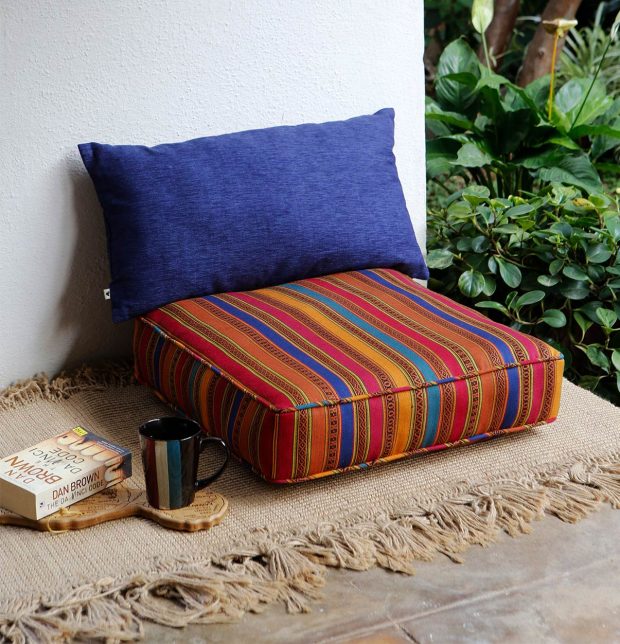 Customizable Floor Cushion, Cotton - Vintage Weave - Multi color