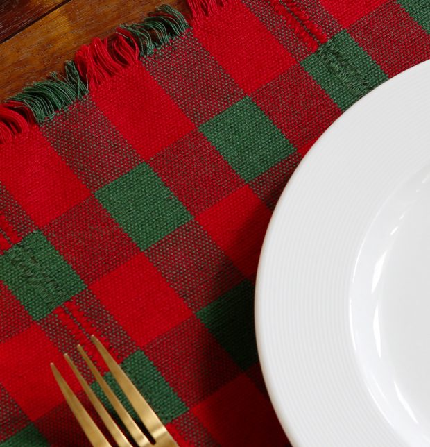 Christmas Checks Cotton Table Mats Red/Green - Set of 6