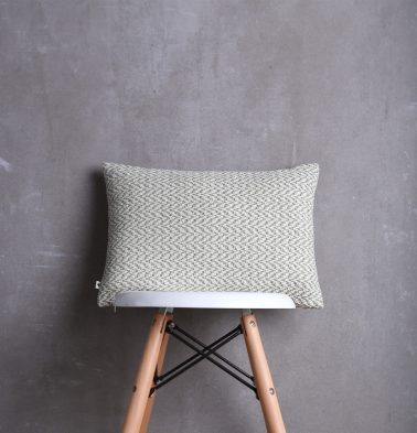 Handwoven Chevron Stripes Cotton Cushion cover Green/White 12″x18″