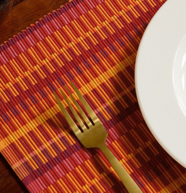 Handwoven Cotton Table Mats Beetroot Red/Yellow- Set of 6