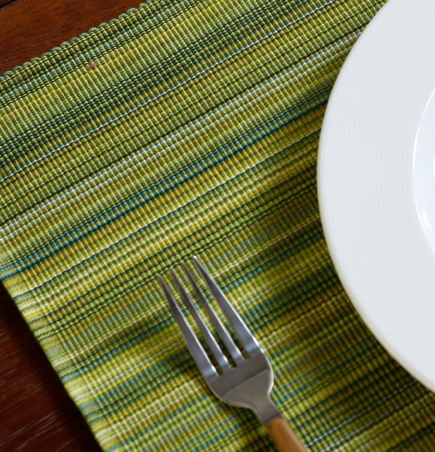 Handwoven Stripes Cotton Table Mats Flash Green - Set of 6