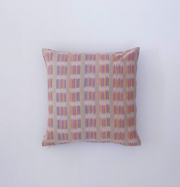 Ikat Cotton Cushion Cover Feather Grey/Multi Colour 16