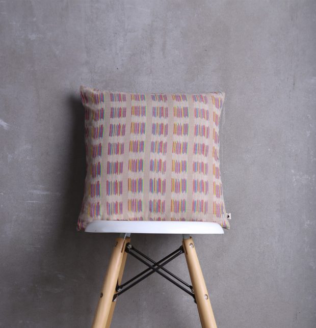 Ikat Cotton Cushion Cover Feather Grey/Multi Colour 16