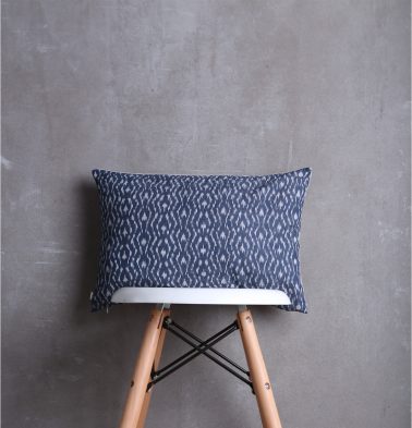 Ikat Handwoven Cotton Cushion Cover Blue 12x18