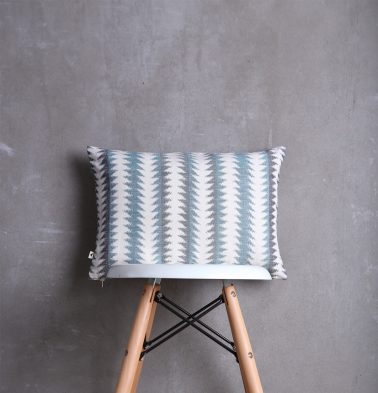 Ikat Handwoven Cotton Cushion Cover Blue/White 12x18