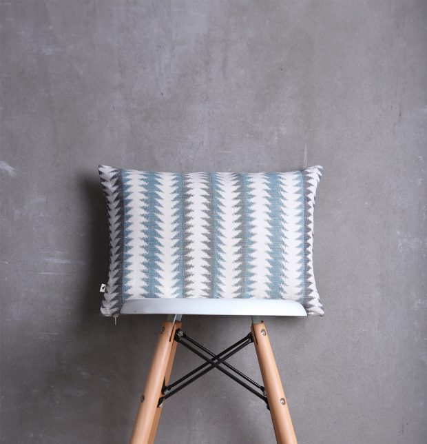 Ikat Handwoven Cotton Cushion Cover Blue/White 12