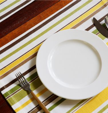 Handwoven Stripes Cotton Table Mats - Green/Yellow - Set of 6