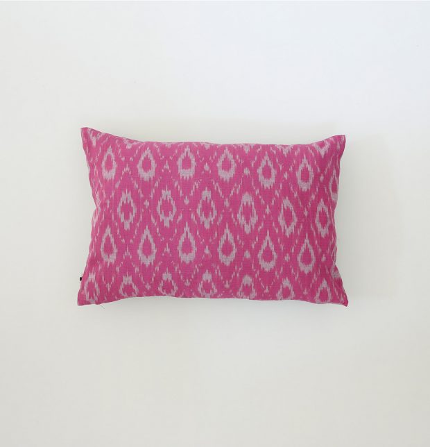 Ikat Handwoven Cotton Cushion Cover Pink 12