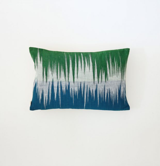 Ikat Handwoven Cotton Cushion Cover Green/Blue 12
