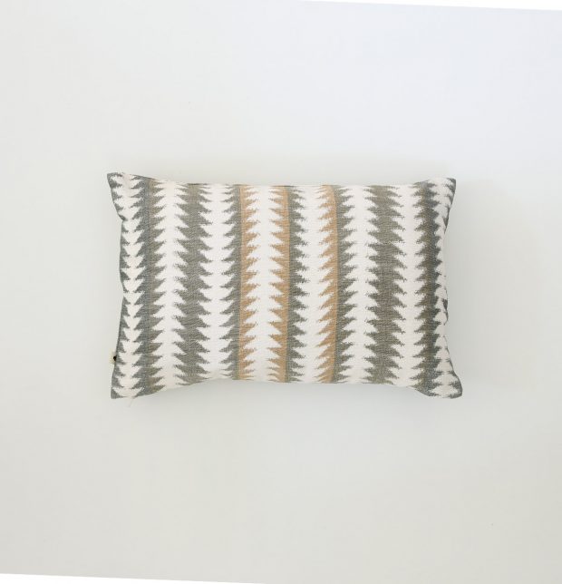 Ikat Handwoven Cotton Cushion Cover Green/White 12