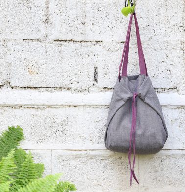 Adaptable Cotton Tote Bag Grey/ Purple