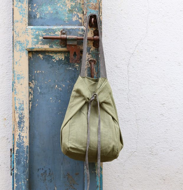 Adaptable Cotton Tote Bag Iguana Green / Grey