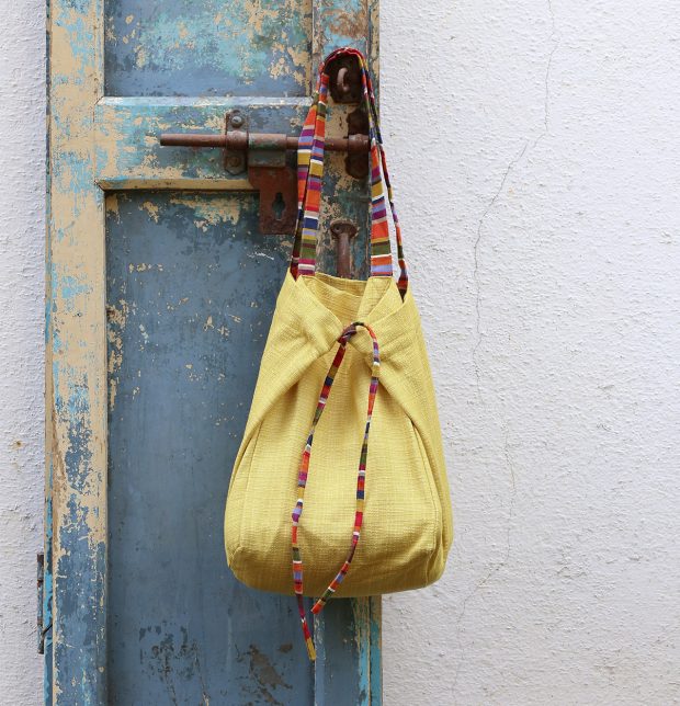 Adaptable Cotton Tote Bag Yolk Yellow / Stripe