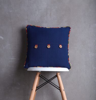 Cotton Cushion cover Indigo/Multistripe 16x16