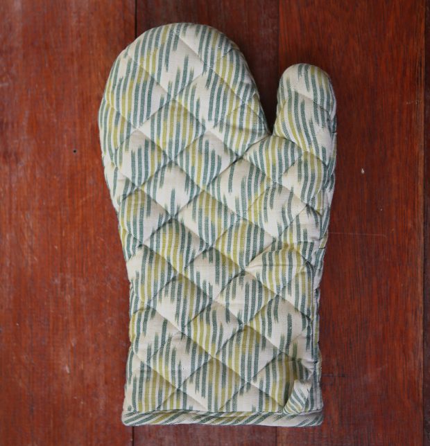 Ikat Handwoven Cotton Mitts Shades of Green
