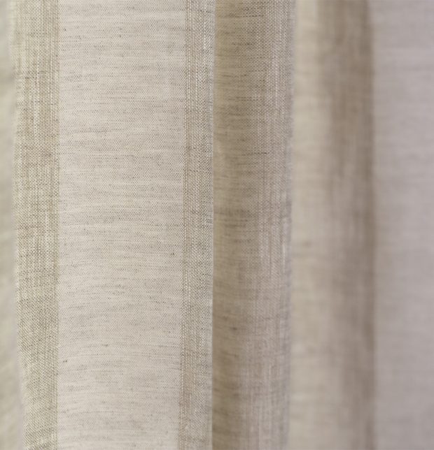 Broad Stripes Linen Semi Sheer Curtain Beige/White