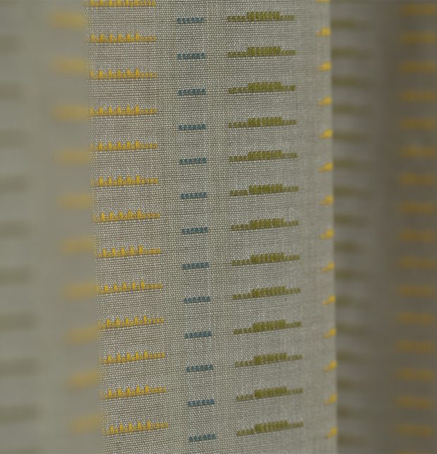 Customizable Curtain, Cotton - Broken Stripes - Gray Green
