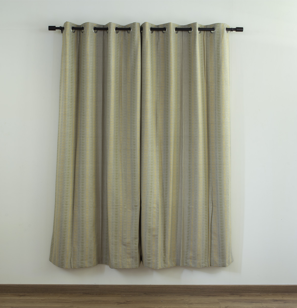 Customizable Curtain, Cotton – Broken Stripes – Gray Green