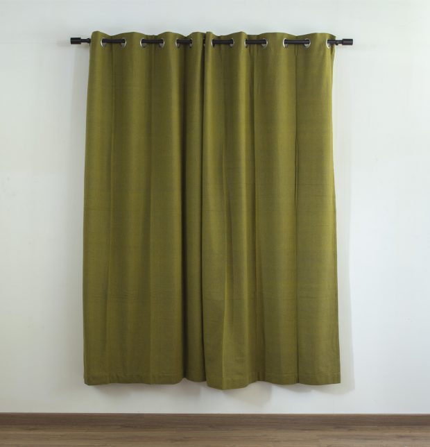 Chambray Cotton Curtain Olive Green