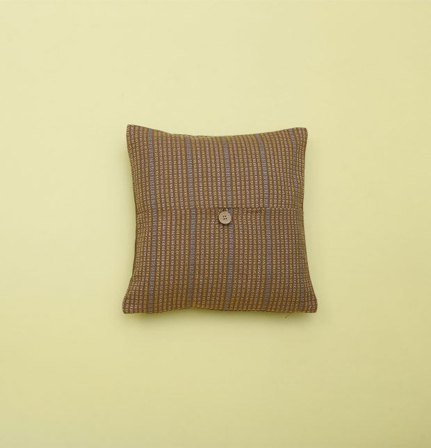 Dobby Stripes Cotton Cushion Cover Brown 12
