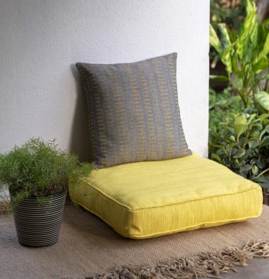 Handwoven Cotton Floor Cushion Sunshine Yellow