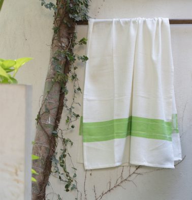 Honeycomb/twill Cotton Bath towels Parrot Green