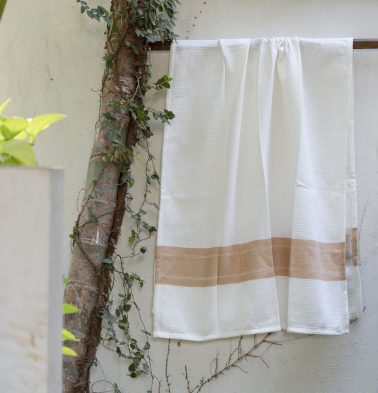 Honeycomb/twill Cotton Bath towels Tan Brown