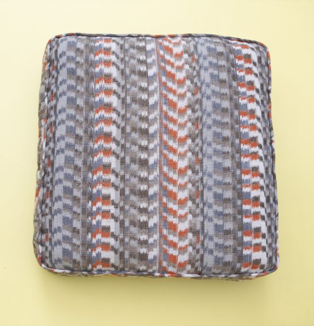 Ikat Handwoven Floor Cushion Grey/Orange