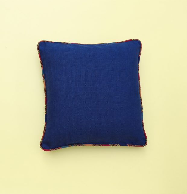 Indigo Cotton Cushion cover with Vintage Piping