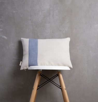 Linen Cushion Cover with Blue Pinstripes 12x18