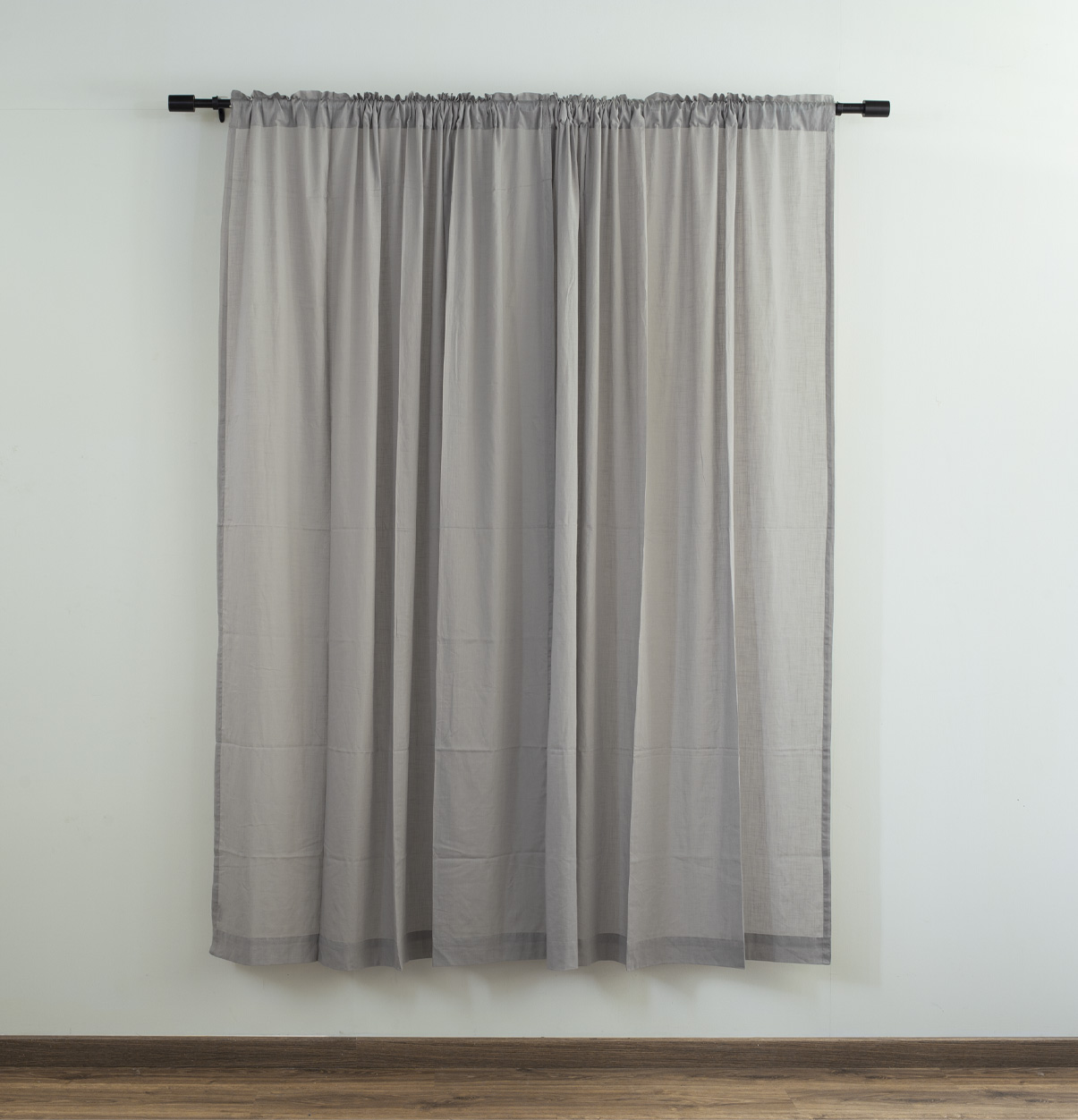 Customizable Sheer Curtain, Slub Cotton – Ash Grey