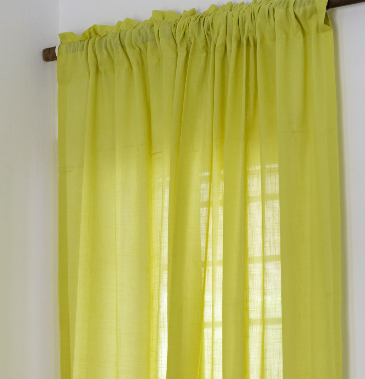Slub Sheer Cotton Curtain Lemon Green
