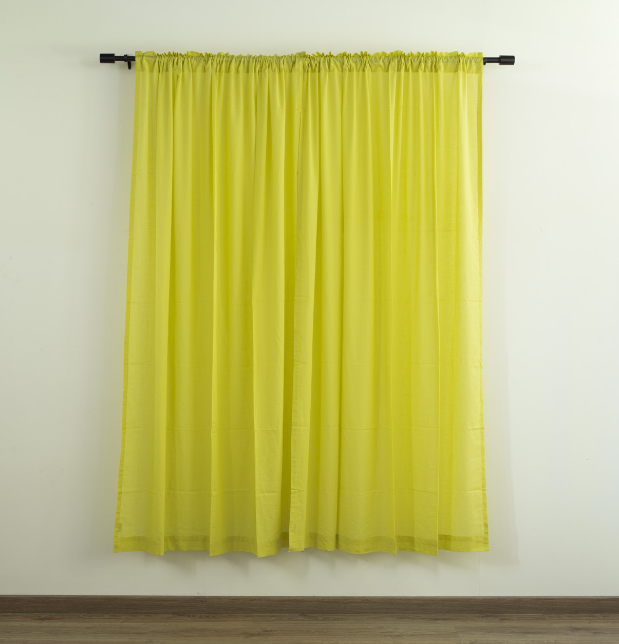 Buy Slub Sheer Cotton Curtain Lemon Green – Thoppia