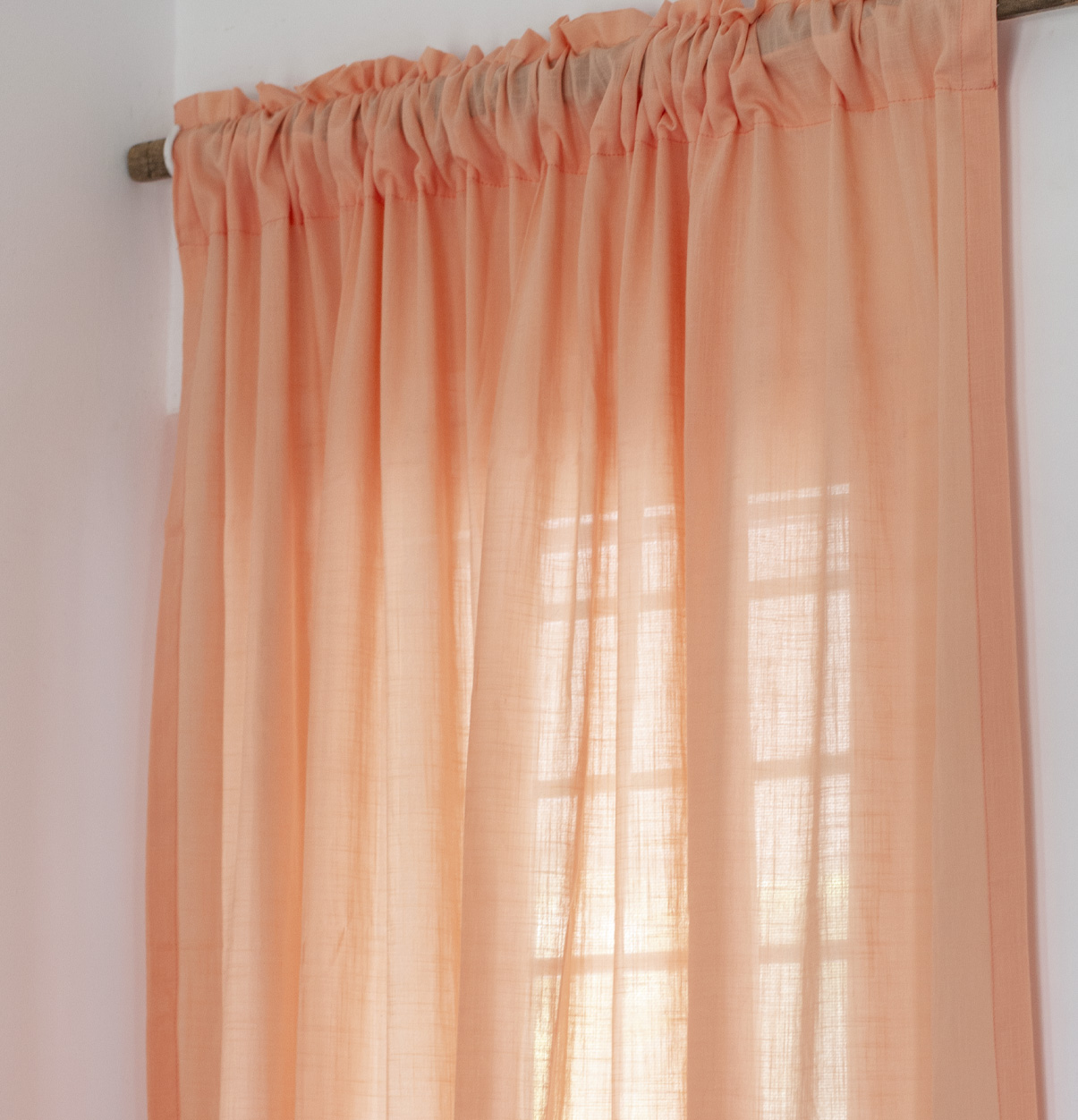 Slub Sheer Cotton Curtain Papaya Peach