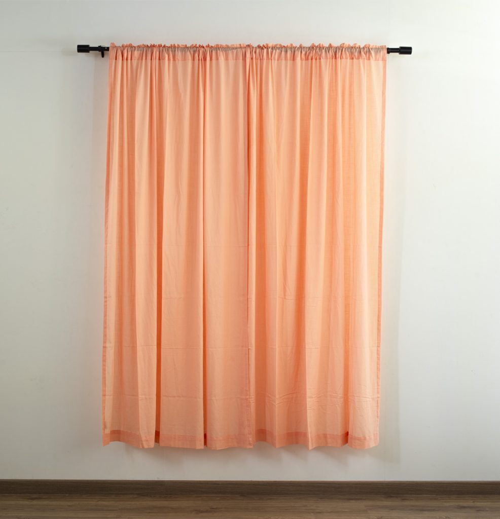 Slub Cotton Sheer Custom Curtain Papaya Peach – Thoppia