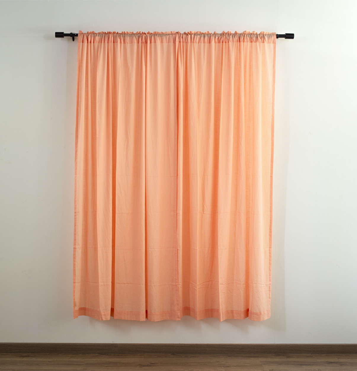 Customizable Sheer Curtain, Slub Cotton – Papaya Peach