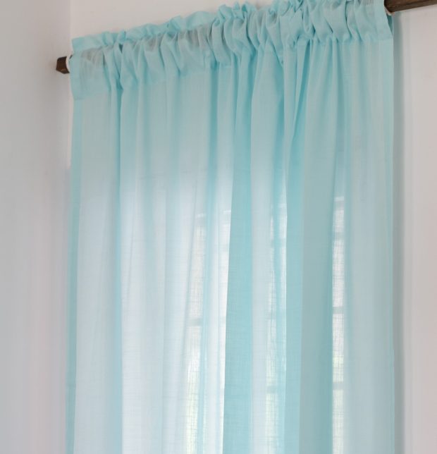 Customizable Sheer Curtain, Slub Cotton - Plume Blue