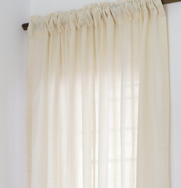 Customizable Sheer Curtain, Slub Cotton - Tapioca Beige