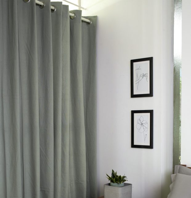 Solid Cotton Curtain Pigeon Grey