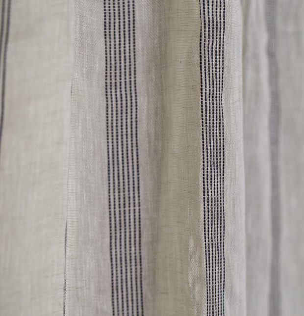 Stripe Linen Sheer Fabric Natural/Black