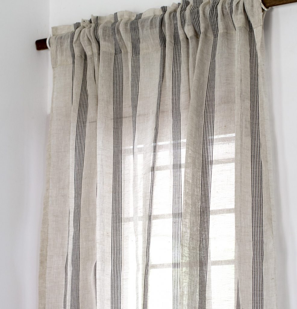Stripes Linen Curtain Natural/Black – Thoppia