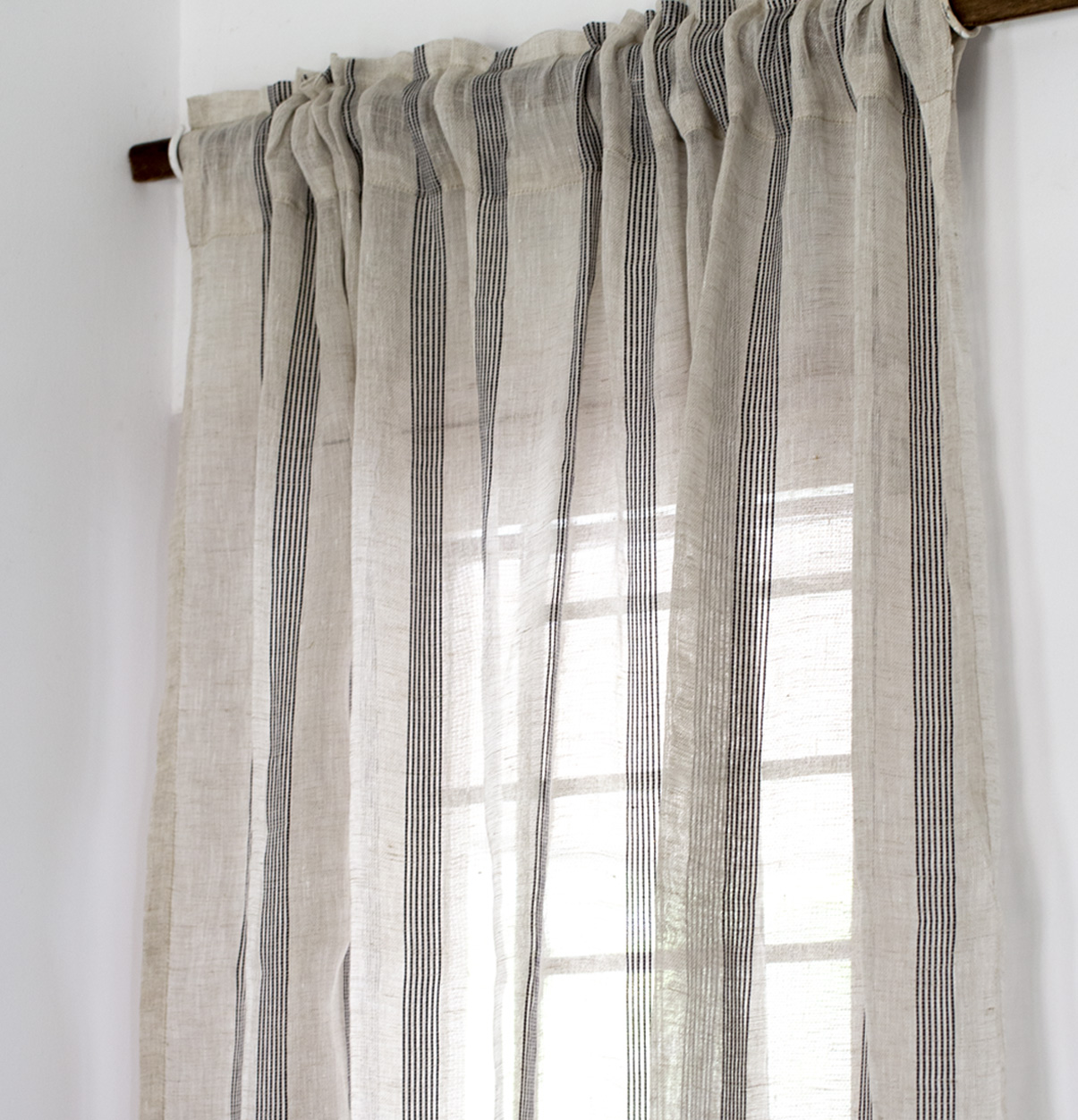 Stripes Linen Sheer Curtain Natural/Black