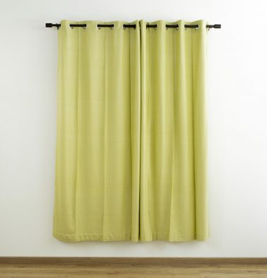 Customizable Curtain, Chambray Cotton – Muted Lime