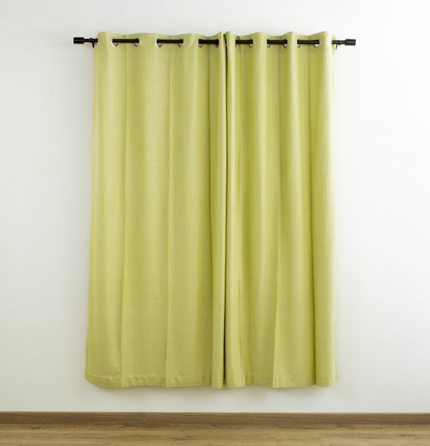 Customizable Curtain, Chambray Cotton - Muted Lime