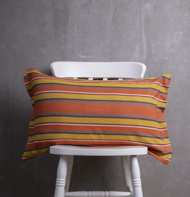 Autumn Striped Cotton Pillow Cover Orange/Mustard
