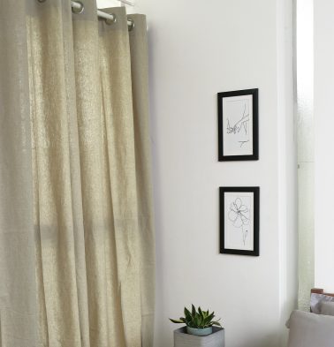 Textured Linen Curtain Flax Beige