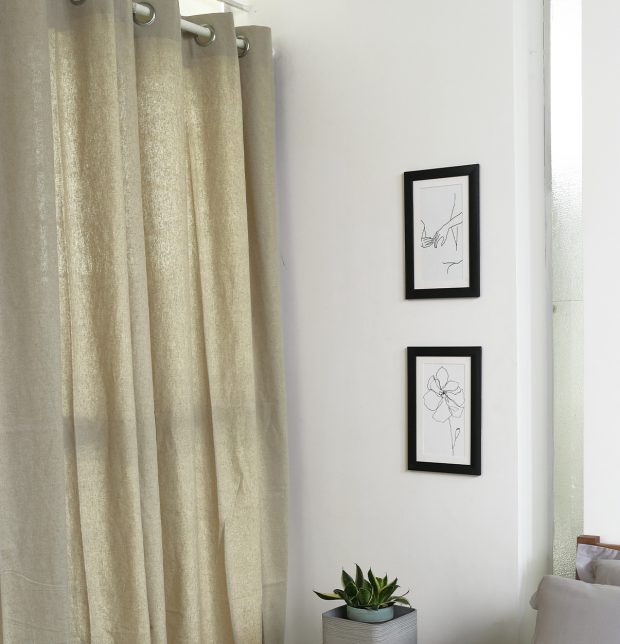 Customizable Linen Curtain - Textured - Flax Beige