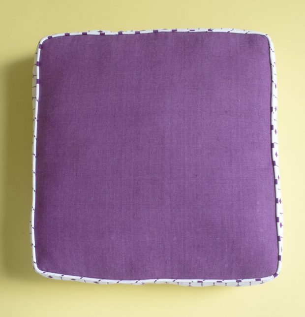 Chambray diamond lines printed cotton Floor Cushion purple