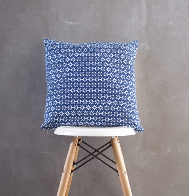 Flora Printed Cushion Cover Blue/White 18x18