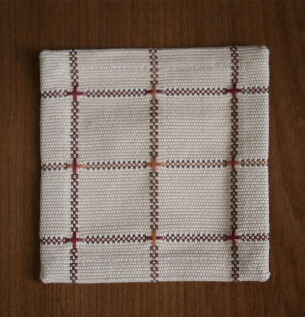 Handwoven Checks Cotton Coasters Beige - Set of 6